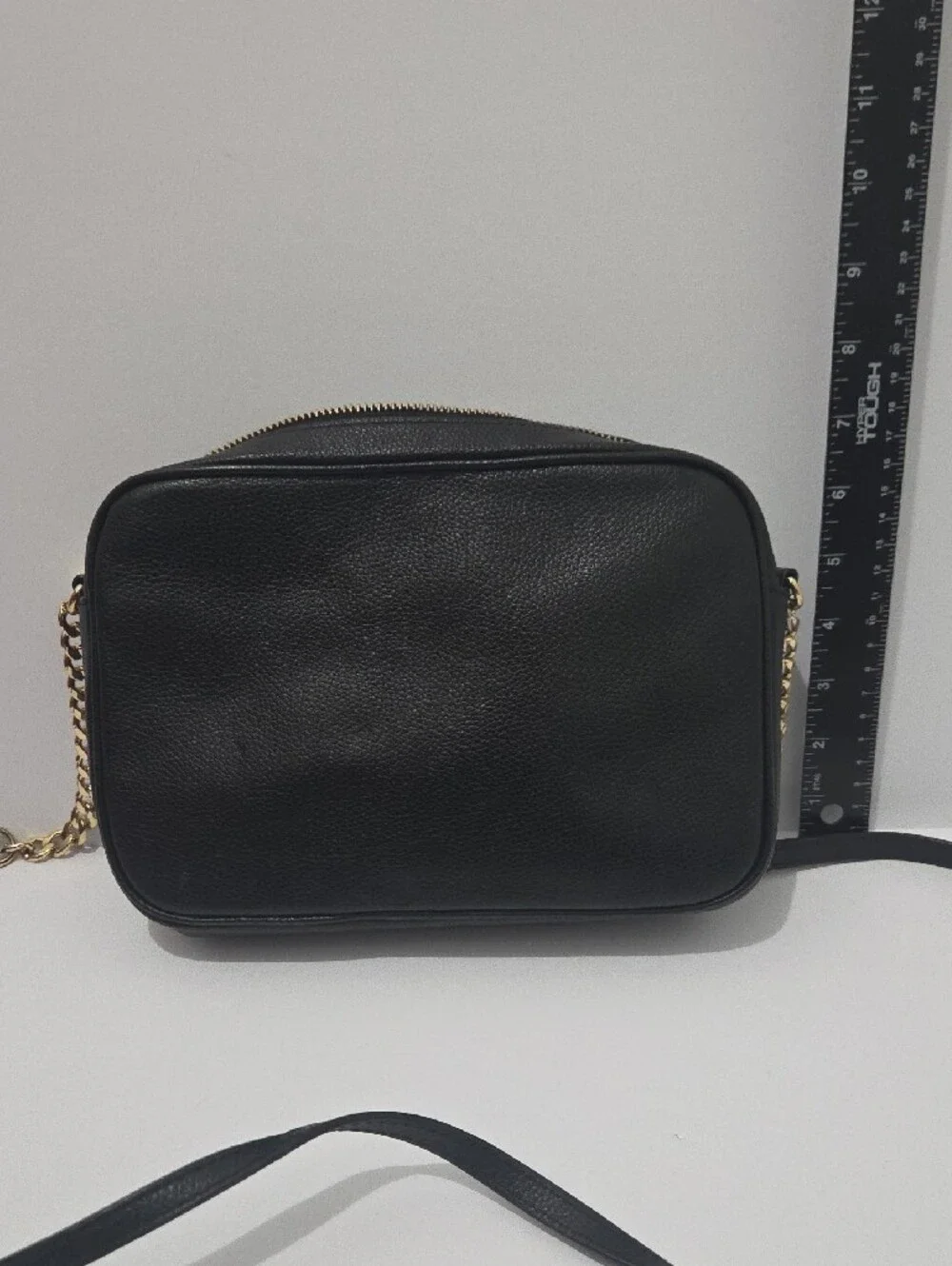 Michael Kors Black Leather Crossbody with Gold MK Emblem